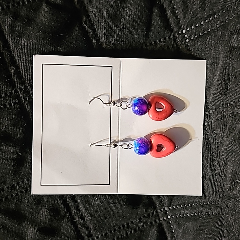 Galaxy heart earrings hand made by my daughter #1015